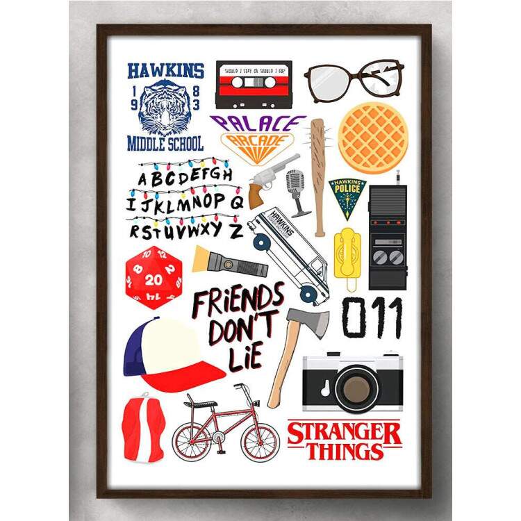 Quadro Decorativo Stranger Things Elementos Importantes