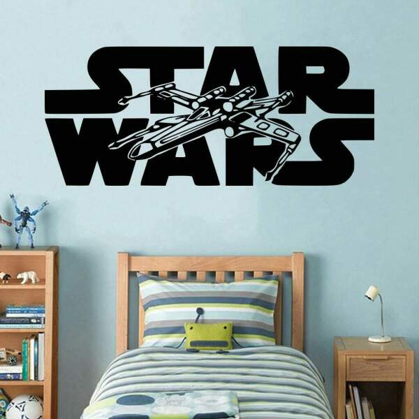 Adesivo De Parede Nave e Logo Star War