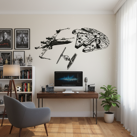 Kit Adesivos de Parede Star Wars Naves