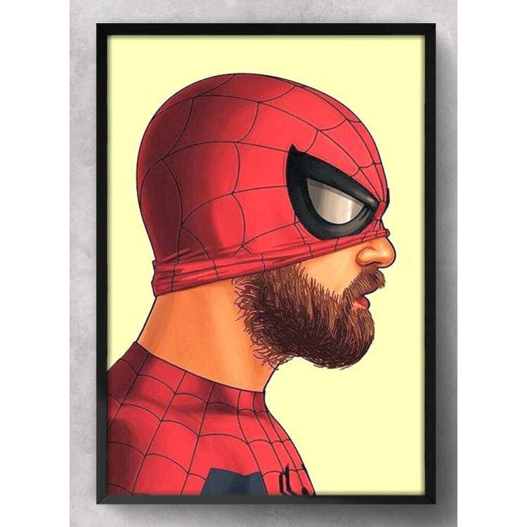 Quadro Decorativo Geek Homem Aranha de Barba