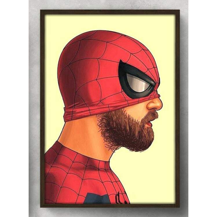 Quadro Decorativo Geek Homem Aranha de Barba