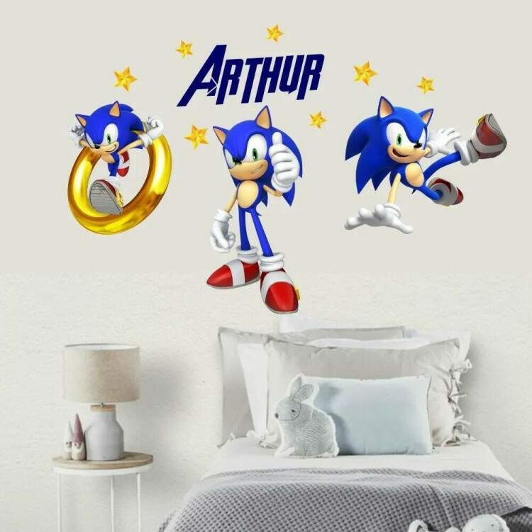 Adesivo de Parede Sonic com Nome Personalizado