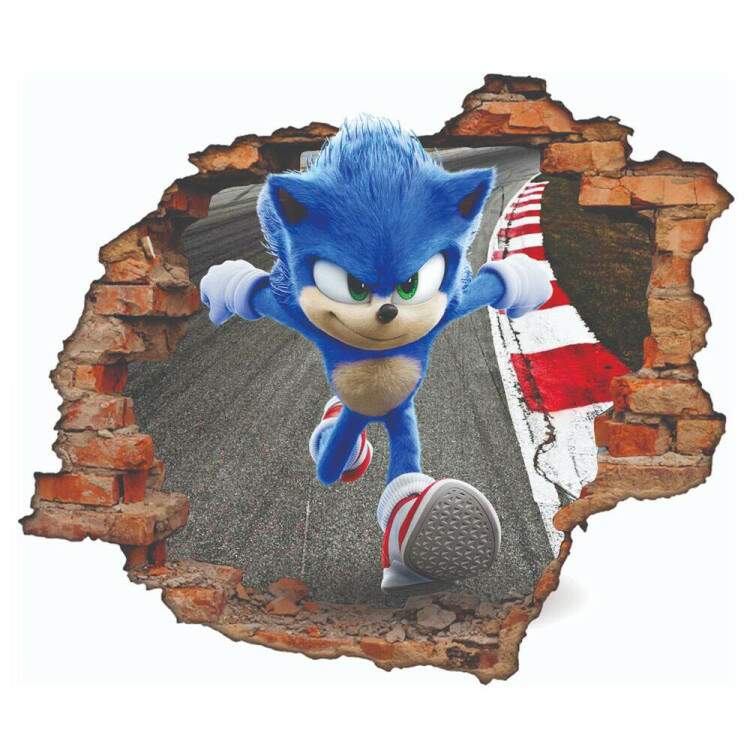 Adesivo de Parede Buraco Falso Sonic Mod 5