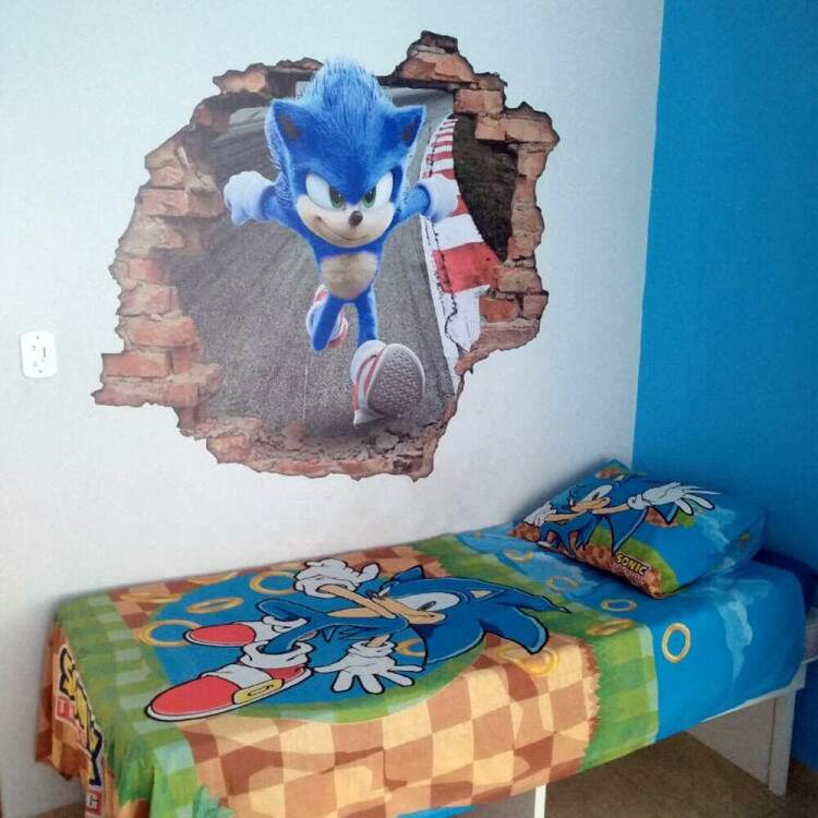 Adesivo de Parede Buraco Falso Sonic Mod 5