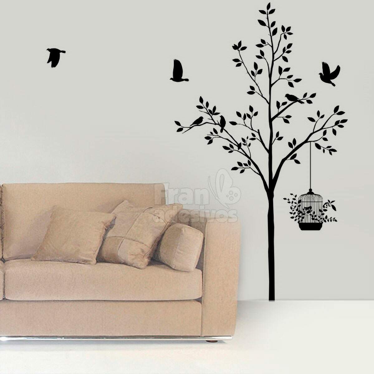 Adesivo de Parede Floral �rvore e P�ssaros