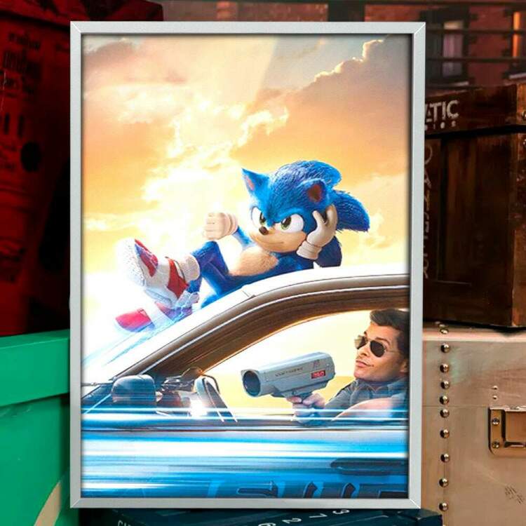 Quadro Decorativo Geek Sonic no Carro