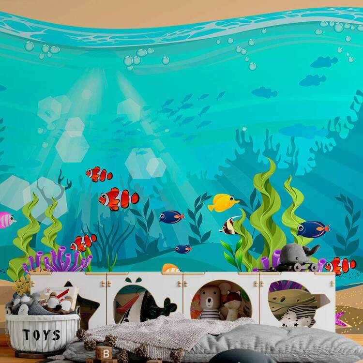 Papel de Parede Peixes Nadando no Mar Mod 02 MP