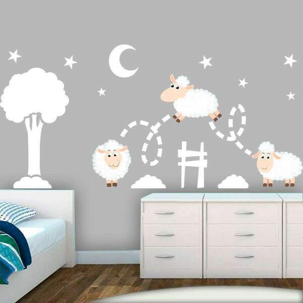 Adesivo de Parede Infantil Contando Carneirinhos