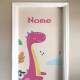 Adesivo para Porta Dinossauro Rosa E Bege Menina Com Nome