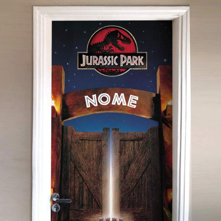 Adesivo para Porta Portao Jurassic Park Com Nome