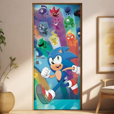 Adesivo para Porta Desenho Sonic e Amigos Coloridos