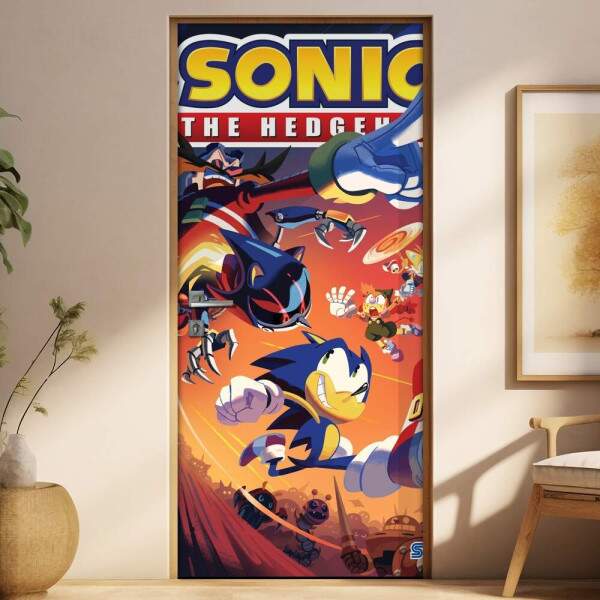 Adesivo para Porta Desenho Sonic e Viles