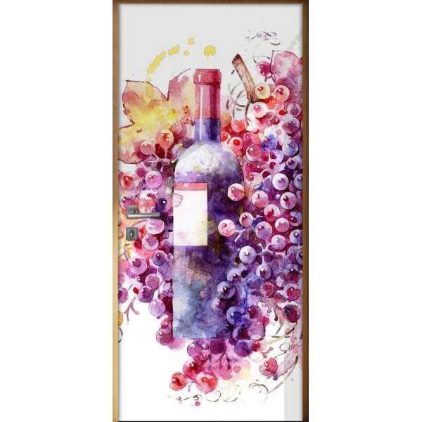 Adesivo Para Porta Cozinha Vinho Aquarela