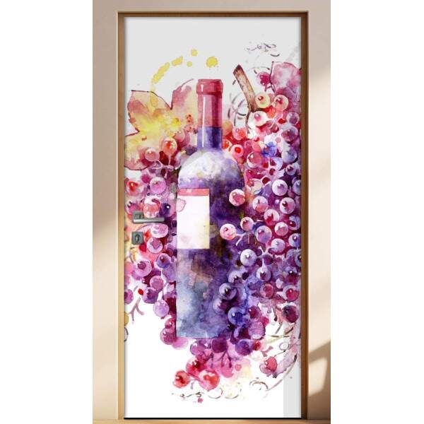 Adesivo Para Porta Cozinha Vinho Aquarela