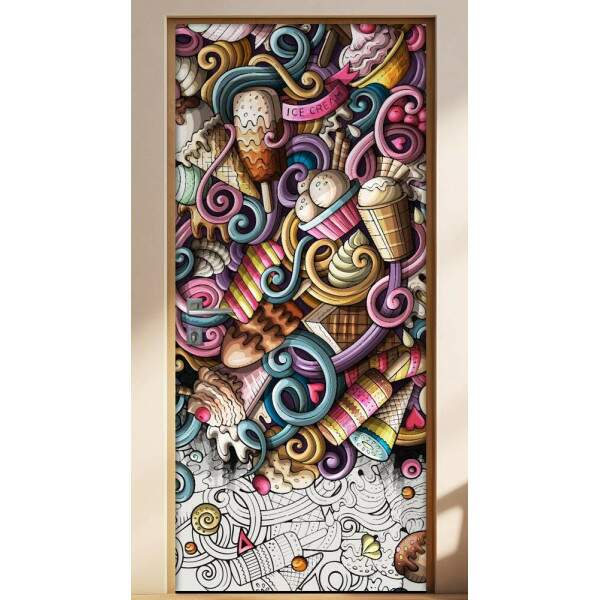 Adesivo Para Porta Cozinha Abstrato Mod 02