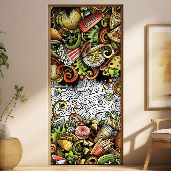 Adesivo Para Porta Cozinha Fast Food