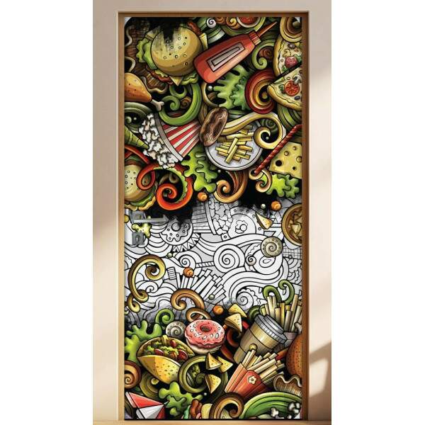 Adesivo Para Porta Cozinha Fast Food