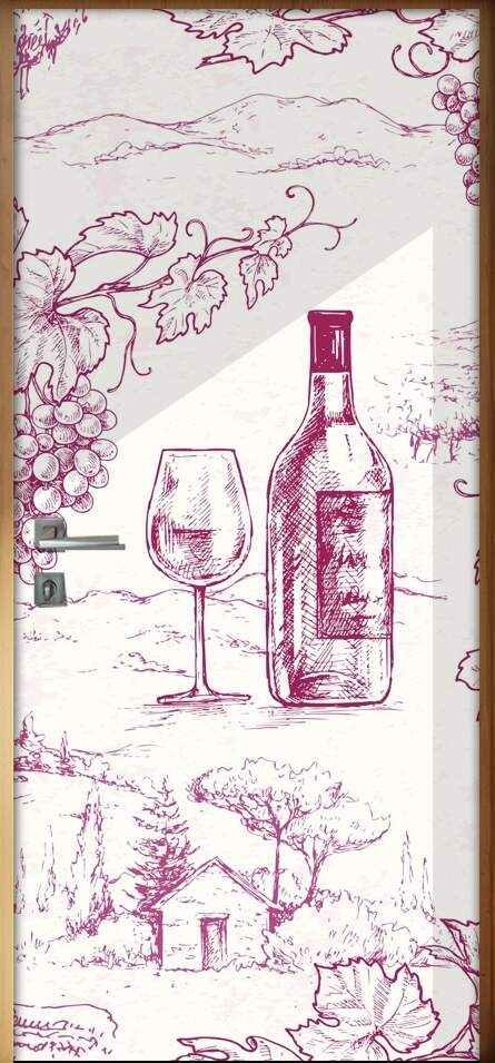Adesivo Para Porta Cozinha Desenho Safra E Vinho