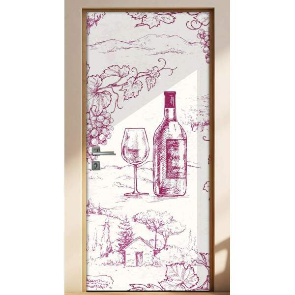 Adesivo Para Porta Cozinha Desenho Safra E Vinho