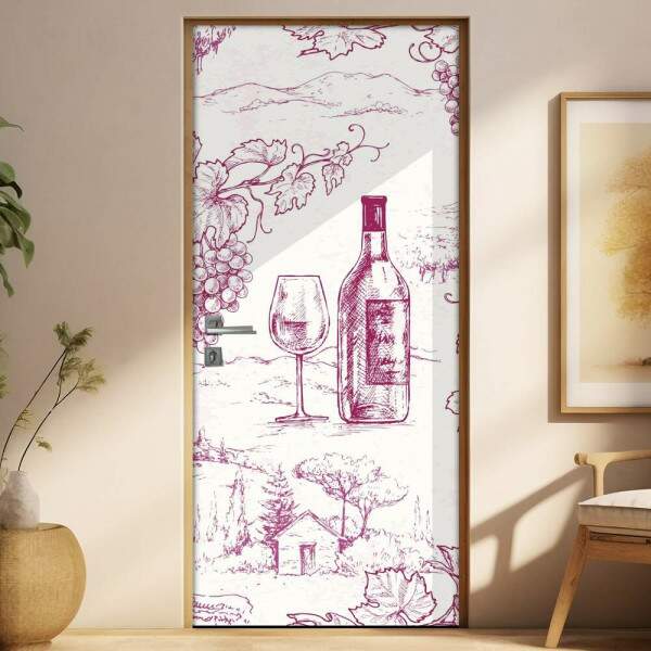 Adesivo Para Porta Cozinha Desenho Safra E Vinho