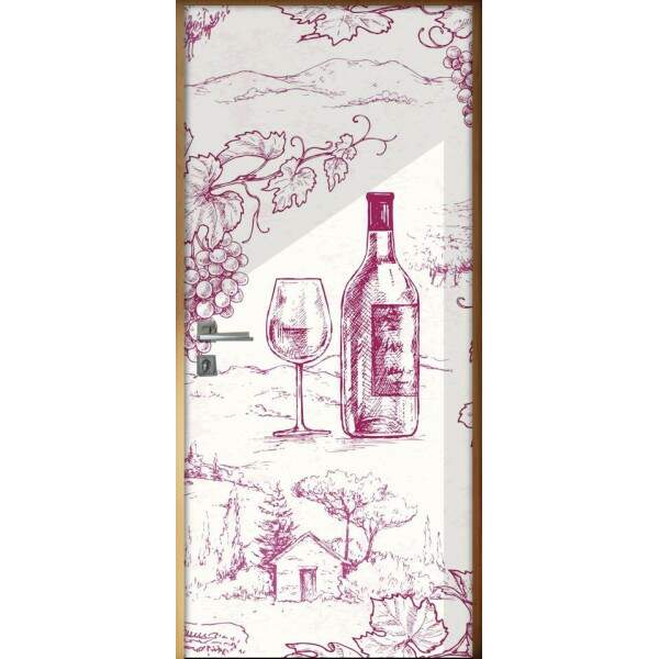 Adesivo Para Porta Cozinha Desenho Safra E Vinho