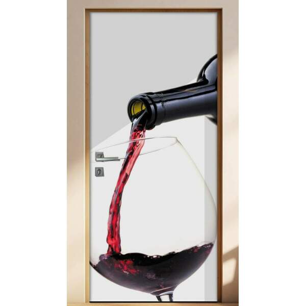 Adesivo Para Porta Cozinha Garrafa E Taa De Vinho