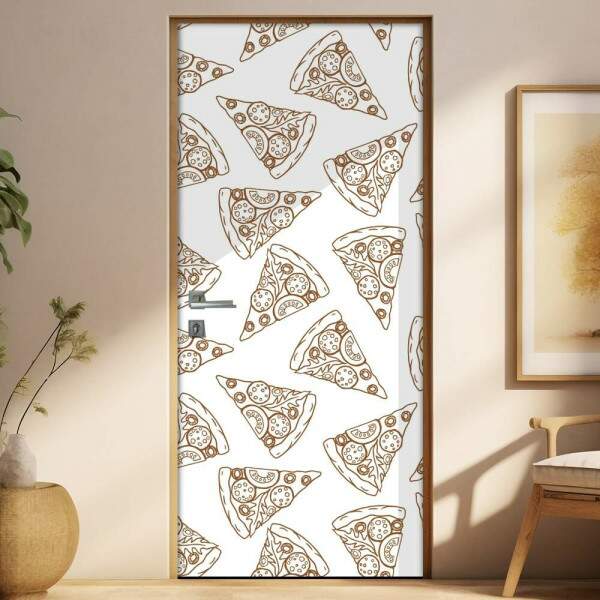 Adesivo Para Porta Cozinha Desenho Pedaos De Pizza
