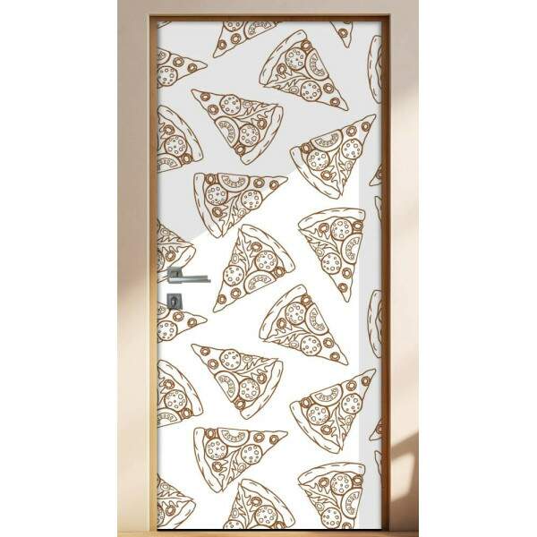 Adesivo Para Porta Cozinha Desenho Pedaos De Pizza