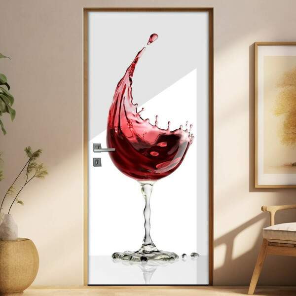 Adesivo Para Porta Cozinha Taa Com Vinho