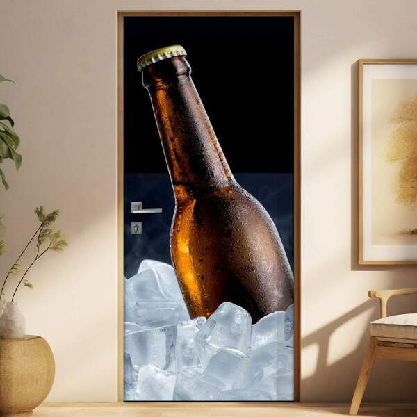 Adesivo Para Porta Cozinha Garrafa De Cerveja