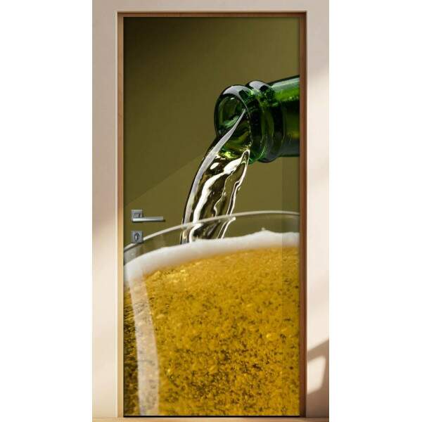 Adesivo Para Porta Cozinha Garrafa E Copo De Cerveja