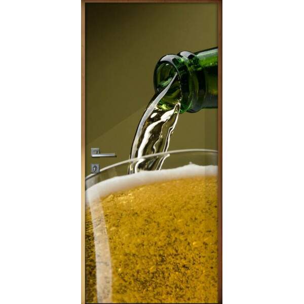 Adesivo Para Porta Cozinha Garrafa E Copo De Cerveja