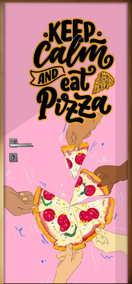 Adesivo Para Porta Cozinha Keep Calm And Eat Pizza