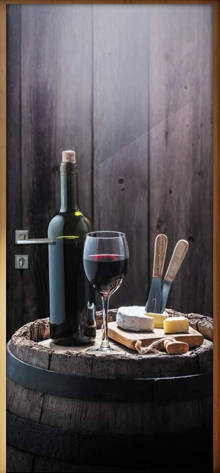 Adesivo Para Porta Cozinha Vinho E Queijo