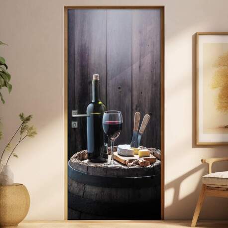 Adesivo Para Porta Cozinha Vinho E Queijo