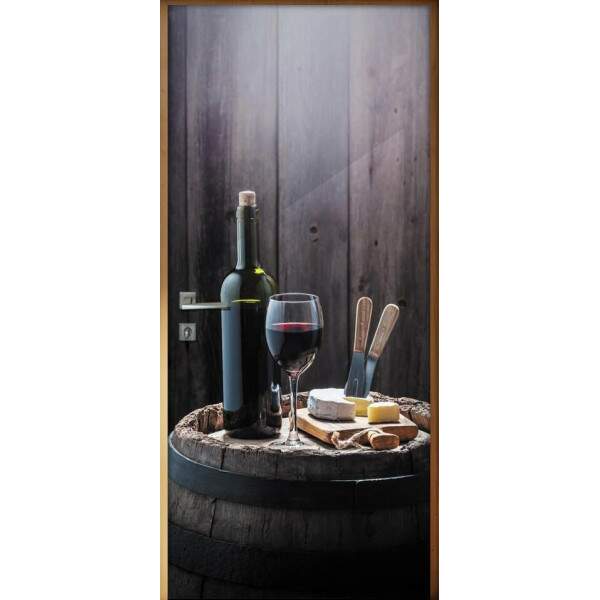 Adesivo Para Porta Cozinha Vinho E Queijo
