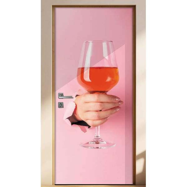 Adesivo Para Porta Cozinha Mo Segurando Taa De Vinho