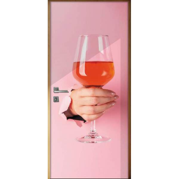 Adesivo Para Porta Cozinha Mo Segurando Taa De Vinho