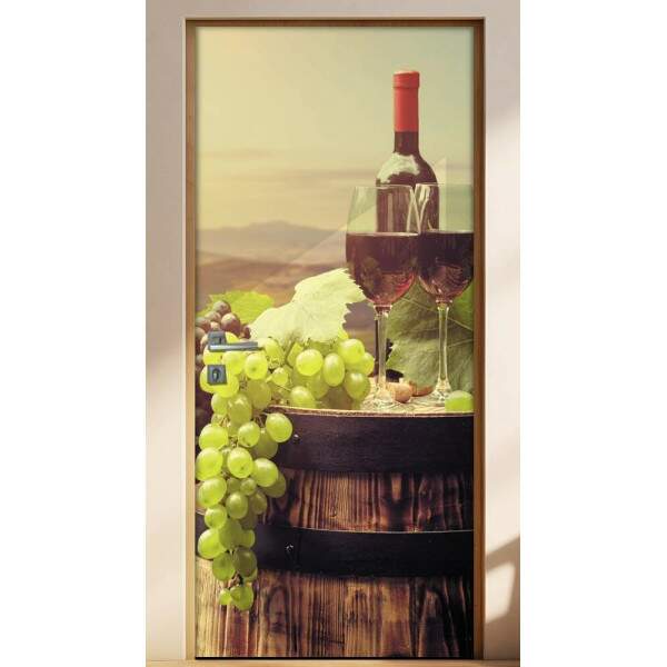 Adesivo Para Porta Cozinha Paisagem Vinho
