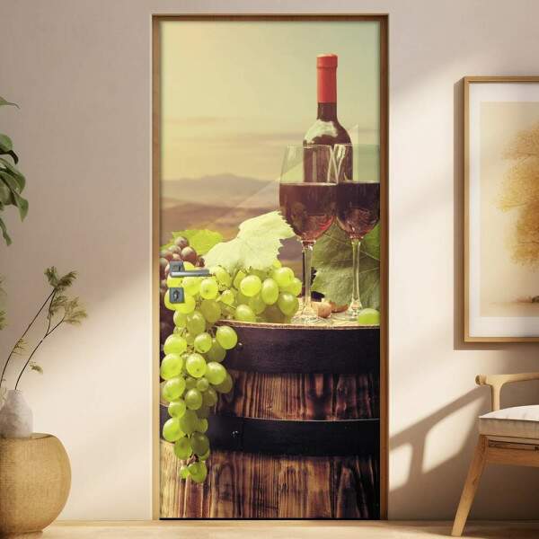 Adesivo Para Porta Cozinha Paisagem Vinho