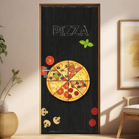 Adesivo Para Porta Cozinha Pizza Em Fatias