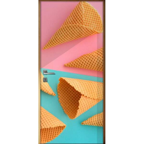 Adesivo Para Porta Cozinha Casquiha De Sorvete