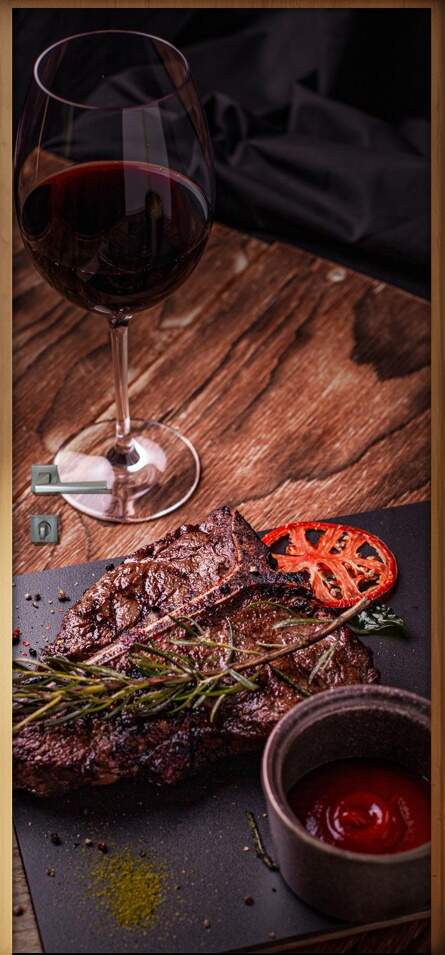 Adesivo Para Porta Cozinha Vinho E Carne