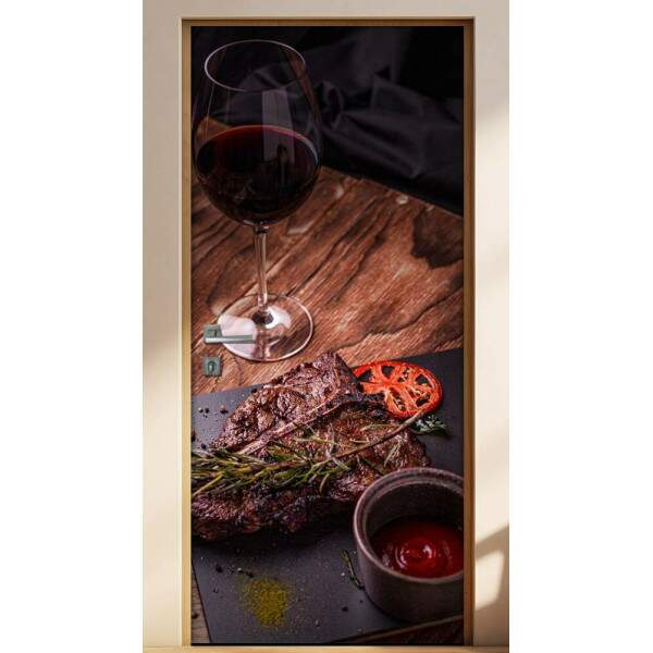 Adesivo Para Porta Cozinha Vinho E Carne