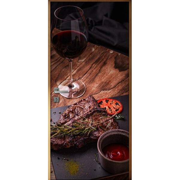 Adesivo Para Porta Cozinha Vinho E Carne