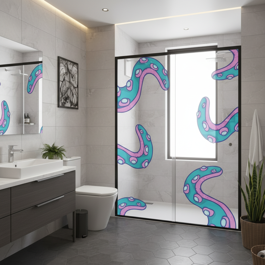 Adesivo para Envelopar Box De Banheiro Tentaculos de Polvo MP