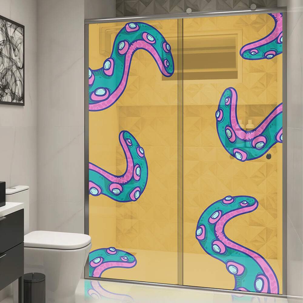 Adesivo para Envelopar Box De Banheiro Tentaculos de Polvo MP