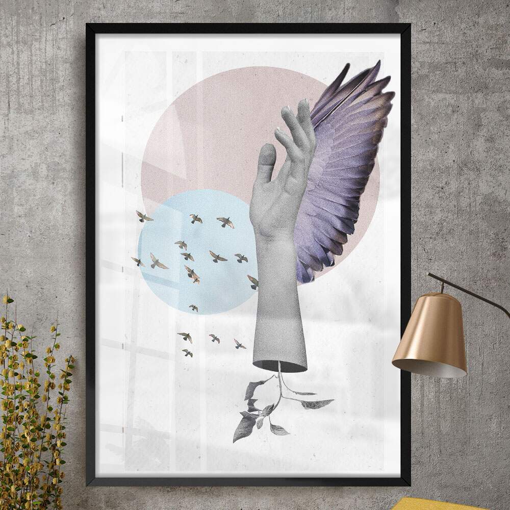 Quadro Decorativo Abstrato M�o Minimalista