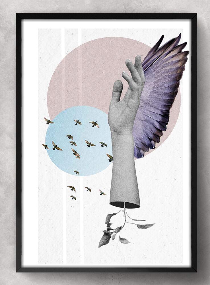 Quadro Decorativo Abstrato M�o Minimalista