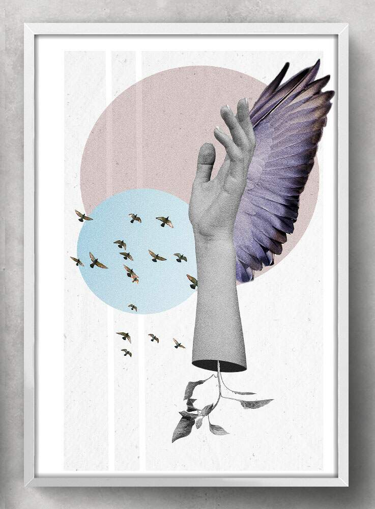 Quadro Decorativo Abstrato M�o Minimalista